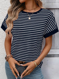 Crew Neck Patchwork Short Sleeve T Shirt