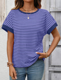 Crew Neck Patchwork Short Sleeve T Shirt