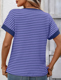 Crew Neck Patchwork Short Sleeve T Shirt