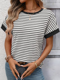 Crew Neck Patchwork Short Sleeve T Shirt