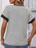 Crew Neck Patchwork Short Sleeve T Shirt