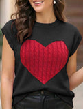 Contrast Heart Loose Knit Sweater