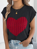 Contrast Heart Loose Knit Sweater