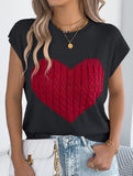 Contrast Heart Loose Knit Sweater