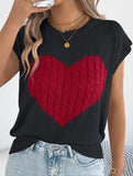 Contrast Heart Loose Knit Sweater