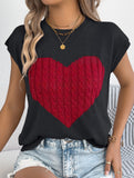 Contrast Heart Loose Knit Sweater