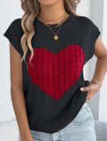 Contrast Heart Loose Knit Sweater