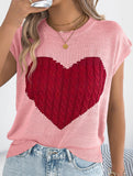 Contrast Heart Loose Knit Sweater