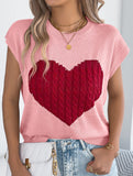 Contrast Heart Loose Knit Sweater