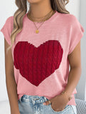 Contrast Heart Loose Knit Sweater