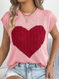 Contrast Heart Loose Knit Sweater