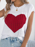 Contrast Heart Loose Knit Sweater