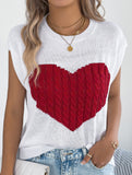 Contrast Heart Loose Knit Sweater