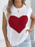 Contrast Heart Loose Knit Sweater