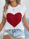 Contrast Heart Loose Knit Sweater