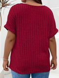 Plus Size Ribbed V Neck Knit Top