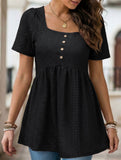 Square Neck Button Loose Tee