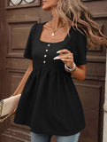 Square Neck Button Loose Tee