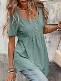 Square Neck Button Loose Tee