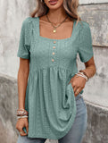 Square Neck Button Loose Tee