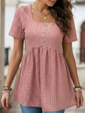 Square Neck Button Loose Tee