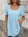 Square Neck Button Loose Tee
