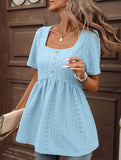 Square Neck Button Loose Tee