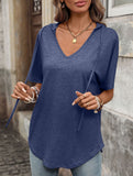 Solid V Neck Loose Short Sleeve Tee