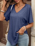 Solid V Neck Loose Short Sleeve Tee