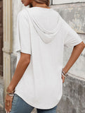 Solid V Neck Loose Short Sleeve Tee