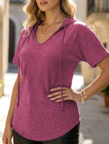 Solid V Neck Loose Short Sleeve Tee