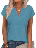 Solid V Neck Casual Short Sleeve Top
