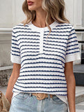 Button Half Placket Knit Top