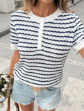 Button Half Placket Knit Top