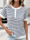Button Half Placket Knit Top