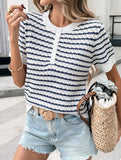 Button Half Placket Knit Top