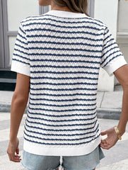 Button Half Placket Knit Top