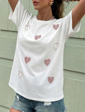 Heart Rhinestone Loose Tee