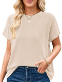Ribbed Knit Crew Neck Tee