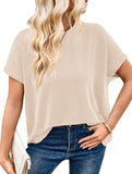 Ribbed Knit Crew Neck Tee