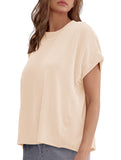 Ribbed Knit Crew Neck Tee