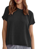 Ribbed Knit Crew Neck Tee