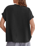 Ribbed Knit Crew Neck Tee