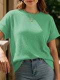 Ribbed Knit Crew Neck Tee