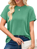 Ribbed Knit Crew Neck Tee