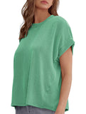 Ribbed Knit Crew Neck Tee