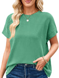 Ribbed Knit Crew Neck Tee