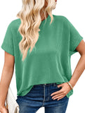 Ribbed Knit Crew Neck Tee