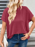 Ribbed Knit Crew Neck Tee