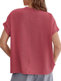 Ribbed Knit Crew Neck Tee